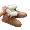 Sangpo 2025 New Horn Buckle Snow Boots Women's Sheepskin Fur Integrated Short Boots Winter Non-slip Warm Cotton Shoes