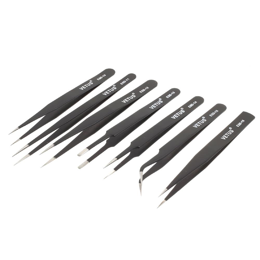 

VETUS 7-in-1 High Strength Precision Stainless Steel Professional Tweezers Set Type A