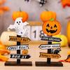 Halloween Wooden Pumpkin Ghost Witch Desk Ornament Creative Table Decor Indoor Party Prop Festival Decoration Spooky Display