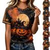 Women's Casual Short Sleeve T-Shirt with Halloween Print for Daily Wear