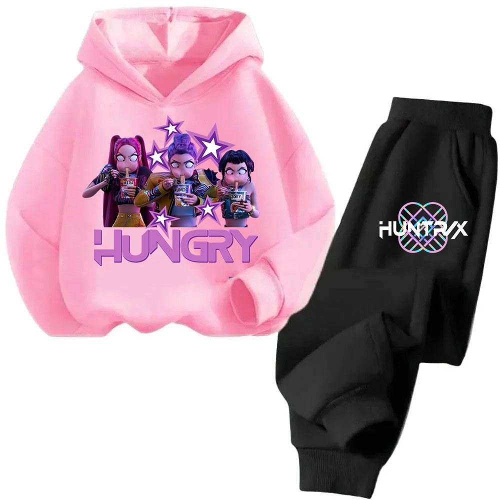 2025 Neu Kinder Koreanische Welle Dämonenjäger Gedruckt Mode Lässig Film Cartoon Jungen und Mädchen Sweatshirt Set