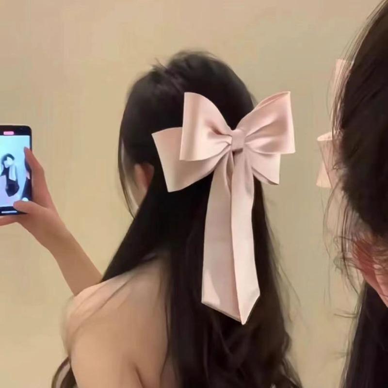 French High End Satin Bow Hair Clip Oversized Headpiece