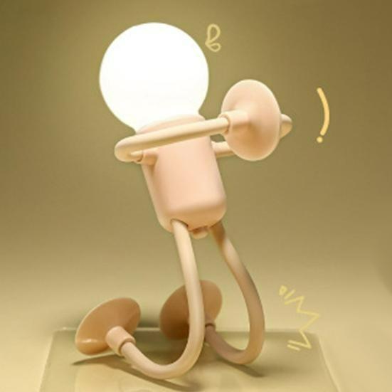 LED Bedside Lamp Funny Night Light with Suction Cup Soft Glow DIY Shape Cute Light Bulb Man Mini Night Light