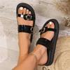 Women's Slippers Metal Buckle Flat Sandals Luxury Leather Casual Slippers for Women Summer Casual Beach Slippers Designer Slides