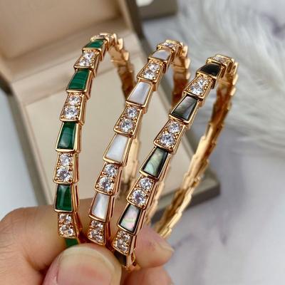 925 Silver Gold-plated Mother-of-pearl Diamond Snake Bone Bracelet European and American Ladies Fashion Brand Jewelry Gift
