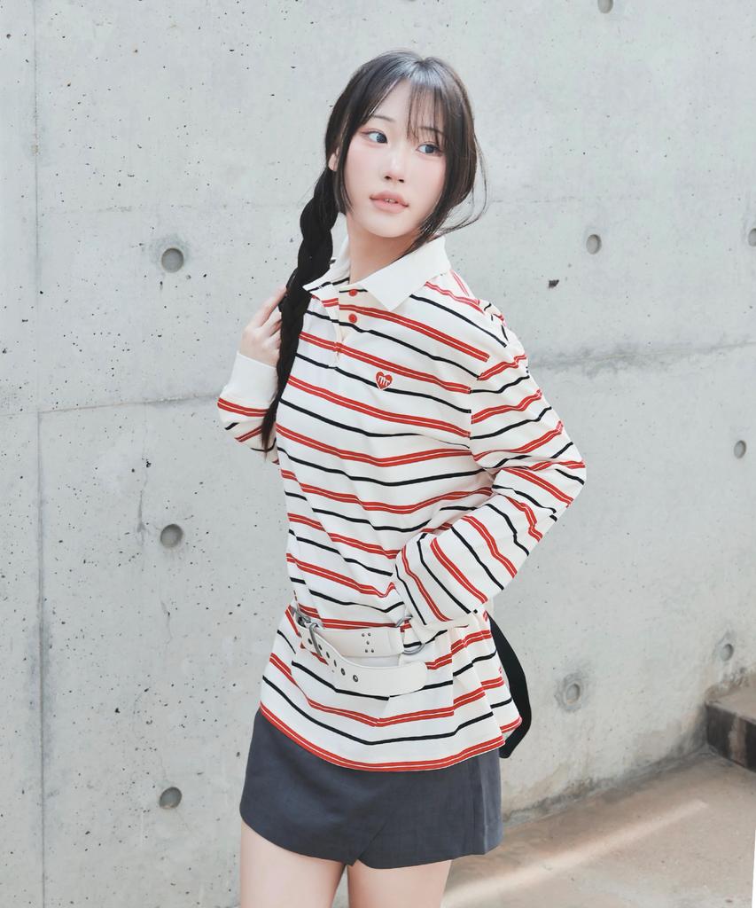 Maseumaluljeueopaeleol Multi Strip Collar Long Sleeve_Ivory