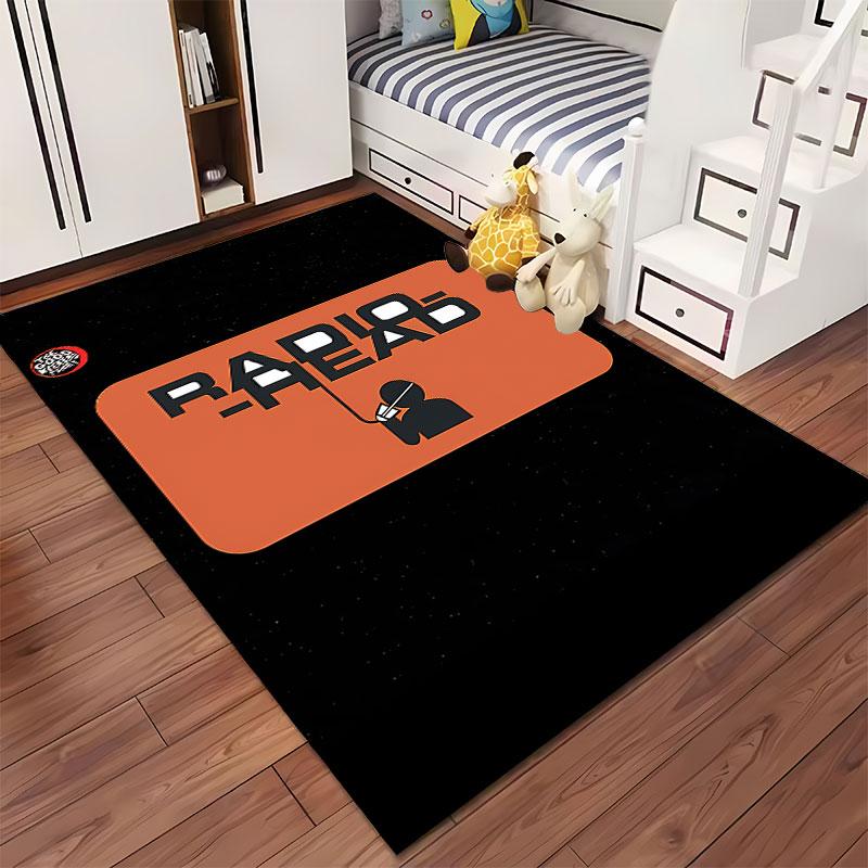 Radiohead Text Design Carpet suitable as a non-slip mat for the living room or bedroom sofa