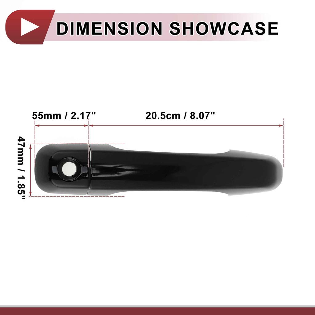 HEROFFIX Car Door Handle Covers Black Compatible with Toyota Land Cruiser Prado LC200 1 Set (Gloss ABS) - J150, J200, -