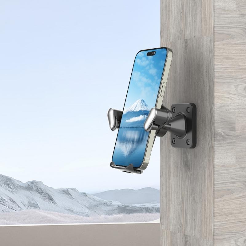 Adjustable Wall Mounted Smartphone Stand For Hands Less Viewing In Shower Or Cooking ABS Construction Space Saving Design