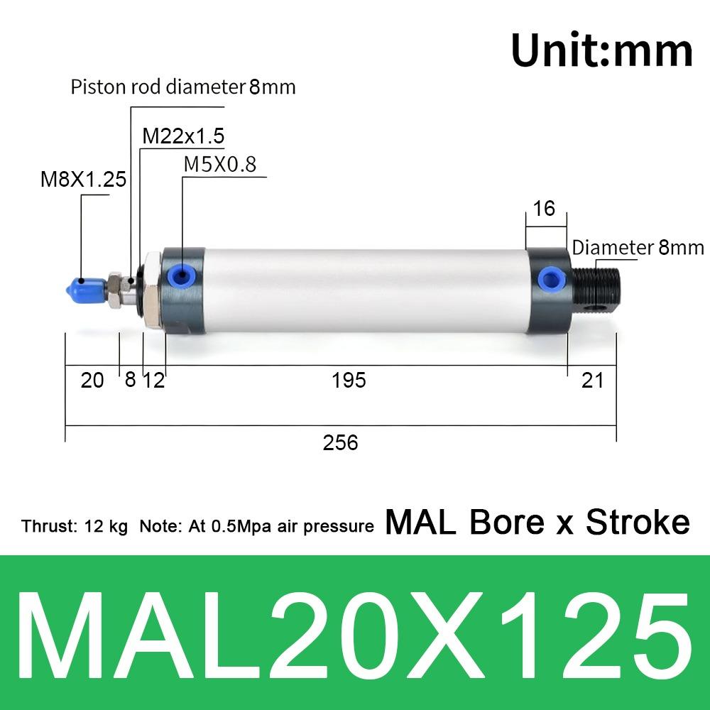 1Pcs 16/20/25/32/40mm Cylind Bore Pneumatic Air Cylinder Double Compressed 25/50/75/100mm Strok MAL Cylinder Aluminum Alloy