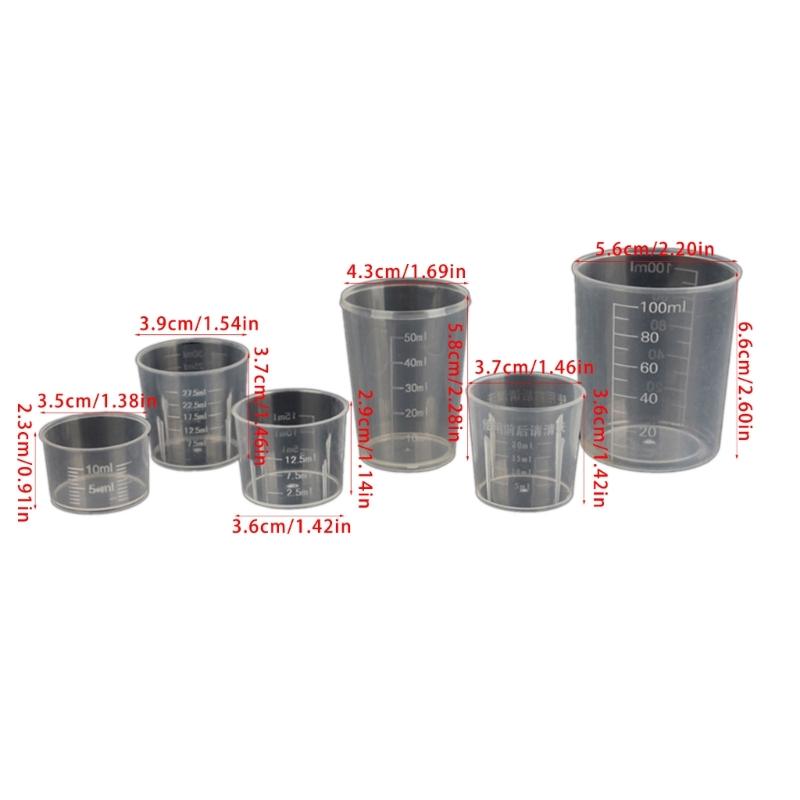 5Pcs/set Clear Laboratory Measuring Cylinder for Kitchen Cooking Measuring Tool Liquid Measuring Cup Clear Kitchen Cup
