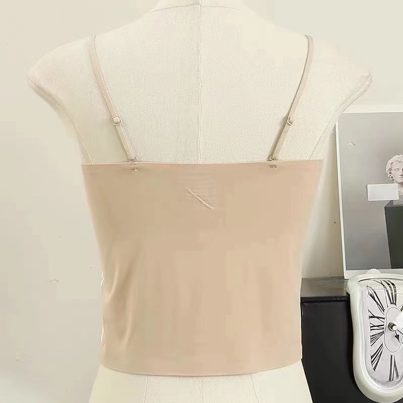 Velvet Small Camisole Vest For Women Autumn And Winter With Chest Pad Beautiful Back Bra Integrated Base Layer Inner Wear Top