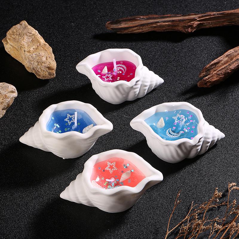 Seashell Scented Jelly Wax Candle - Handmade Conch Aroma Gift Box for Odor Removal and Elegant Decoration