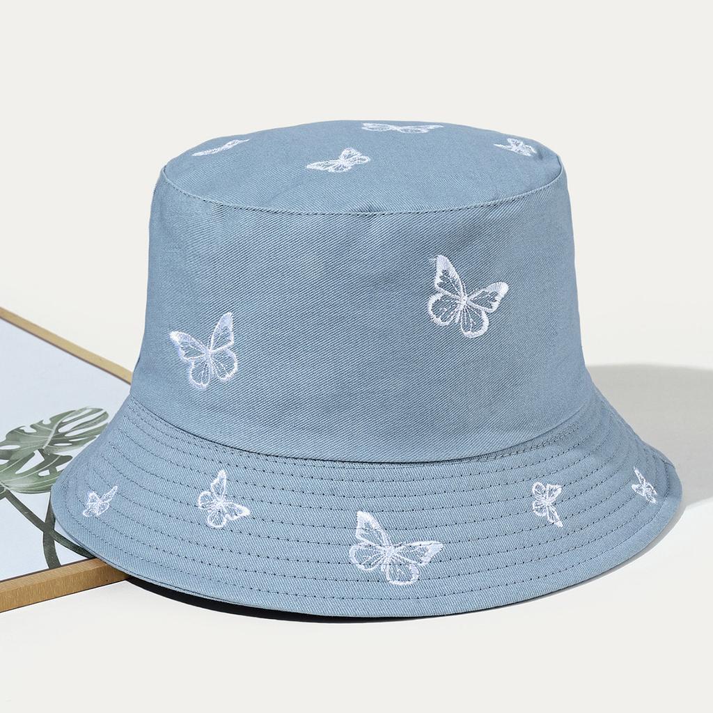 Unisex Fashion Embroidered Bucket Hat Adjustable Wide Brim Summer Fisherman Cap for Women Teens Girls