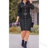 Chic Slim Fit Denim Dress with Multi-Button Lapel