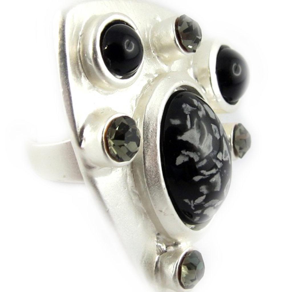 Dolce Vita [F9140] - Silver Black 'Creativity' Designer Ring