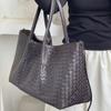 Cowhide hand-woven bag, tote bag, genuine leather French casual portable premium sense bag, shoulder messenger women's bag