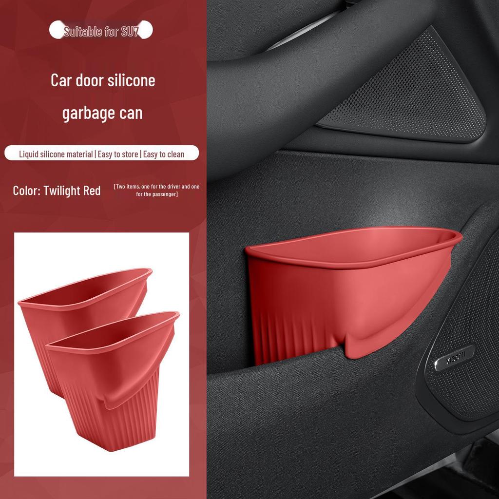 Applicable to Xiaomi SU7: Multi-functional Car Trash Can & Umbrella Storage Silicone Box for Interior Organization