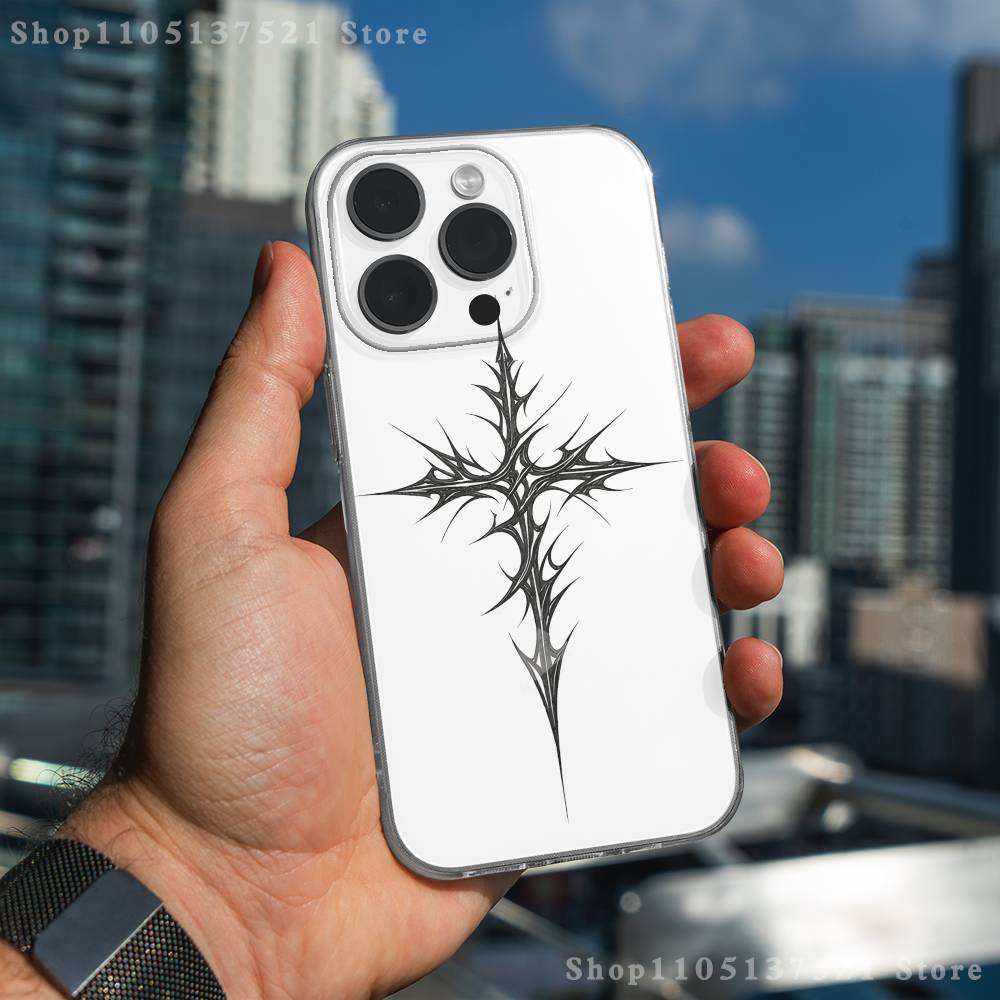 

G-Gothic cross symbol Phone Case For iPhone 17,16,11,15,13,14,12,Air,Mini,Plus,Pro,Max,Plus,E Clear Soft Shell iPhoneX