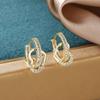 Love Heart White Zircon Double Side Hoop Earrings For Women Vintage Gold Color Ear Buckle Wedding Jewelry Valentine's Day Gifts