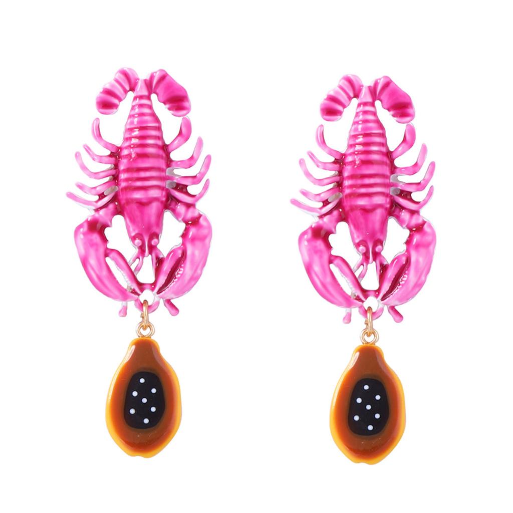 ZA Cross-border Light Luxury Premium Design Sense Ocean Leisure Wind Alloy Animal Lobster Pendant Women's Holiday Versatile Earrings