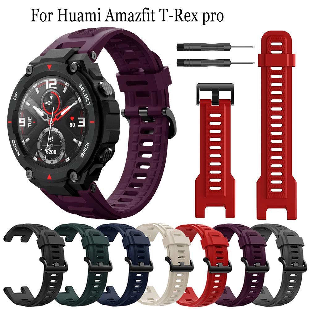 

Силиконовые ремешки для браслетов с инструментом для браслета Huami Amazfit T-REX Sport Ремешок для часов для Xiaomi Huami Amazfit T-rex Pro Correa For Amazfit T-Rex оливковое зеленый