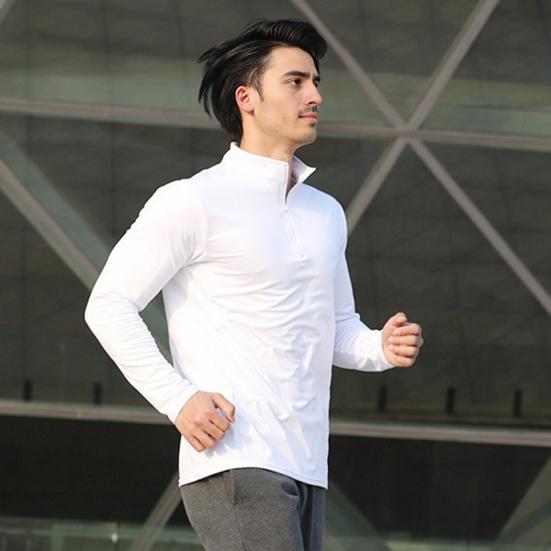 Yousheng Men Quarter Zip Sweatshirt Stand-up Collar Slim Fit Pullover Long Sleeve Athletic Muscle Top Workout Sweatshirt for Jogging Gym Outdoor