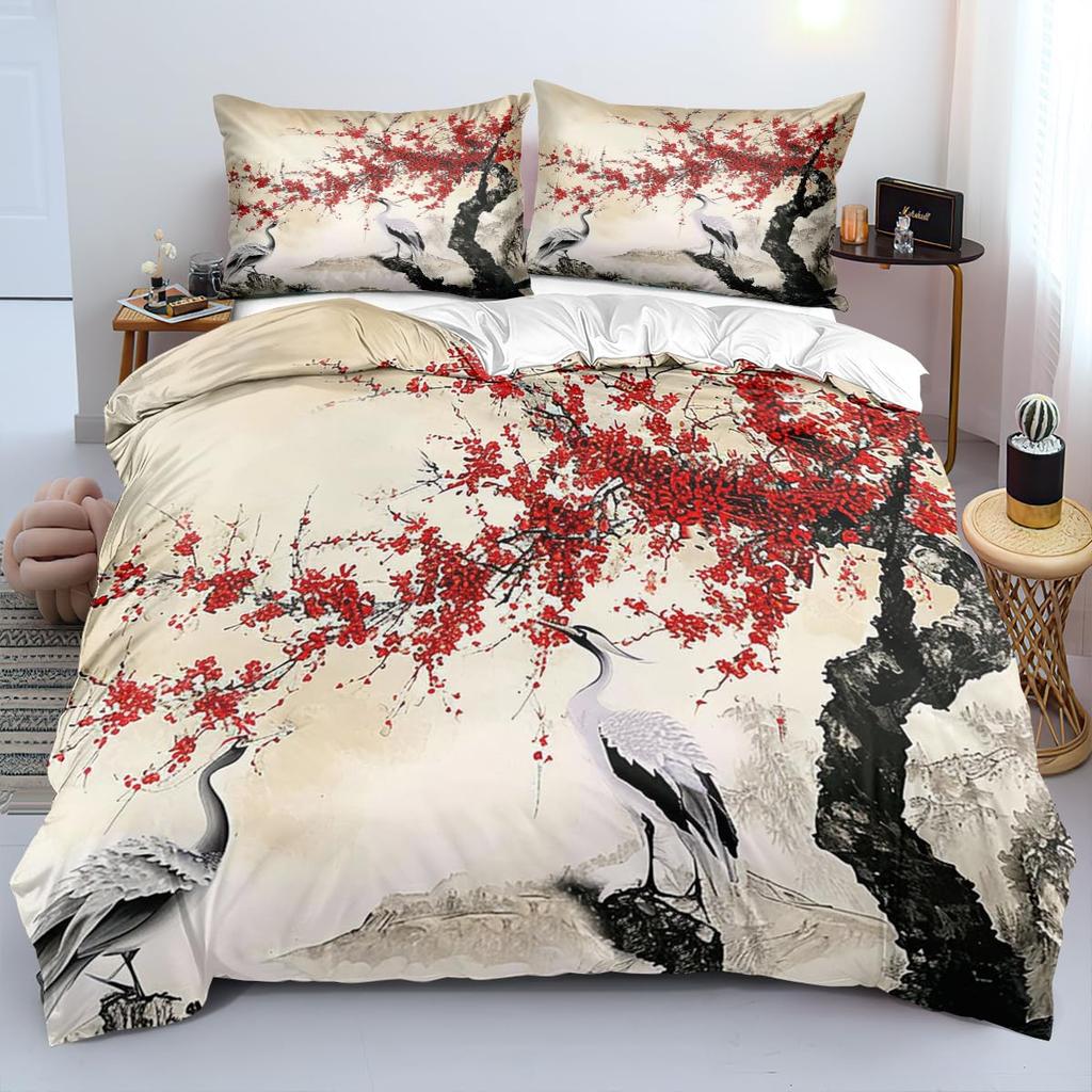 Leichte Bettbezug-Sets mit Vogelmotiv für Damen Mädchen Dekoratives Bettwäsche-Set mit 1 Bettbezug 2 Kissenbezügen Queen King Size Einzelbett Doppelbett