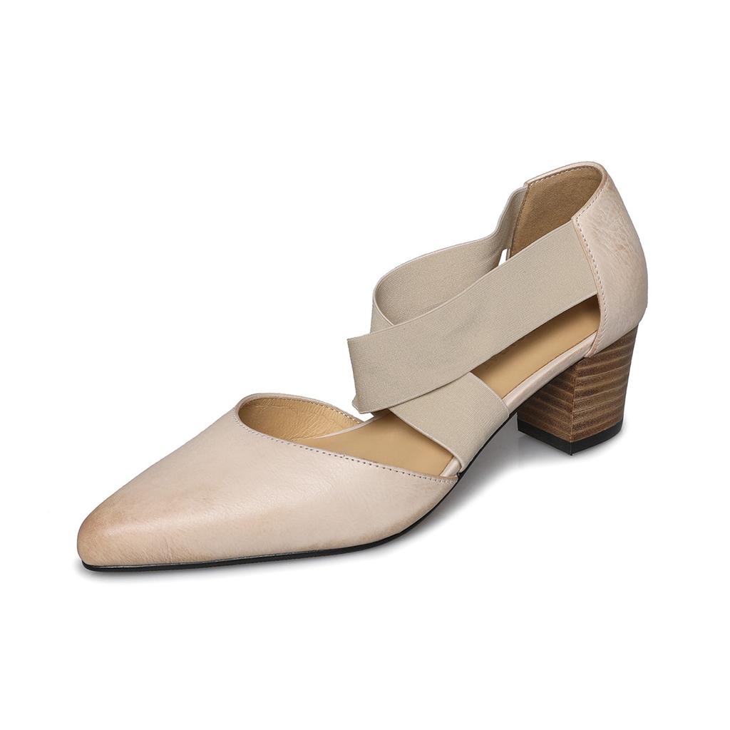 ~ Vintage Ballet~ 2025 Spring/Summer Instep Cross Elastic Band Thick Heel Women's Sandals Elegant Hollow High Heels Sandals