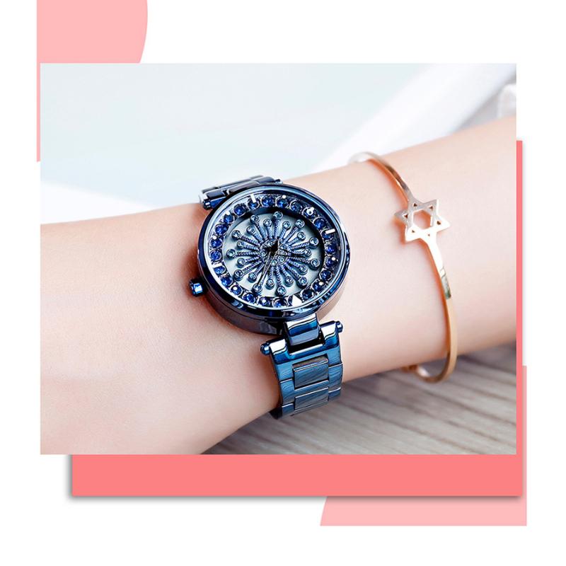 SANDA Luxus Damen Armbanduhren Mode Elegante Damenuhr Edelstahl Wasserdicht Weibliche Sternenhimmel Armbanduhr Damengeschenk