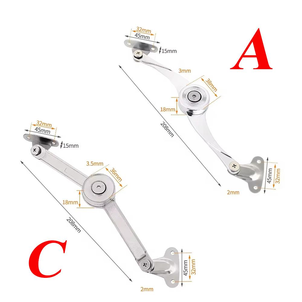 2/1pcs Hydraulic Randomly Stop Hinges Kitchen Cabinet Door Adjustable Polish Hinge Furniture Lift Up Flap Stay Support Hardware