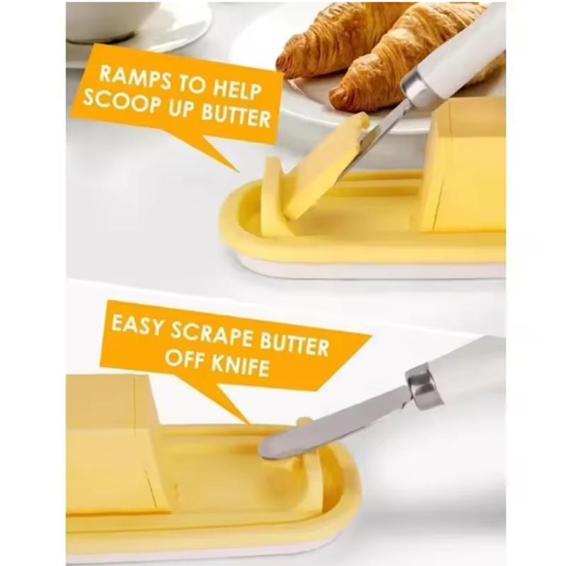 Household Tableware Kitchen Supplies Seal Butter Box Transparent Cover Cheese Storage Box Butter Dish With Lid and Knife