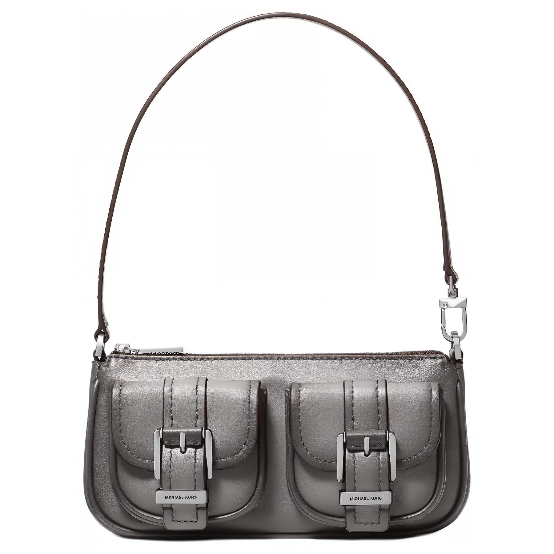 

Michael Kors MK Zoe Leather Shoulder Bag With Silver Hardware Design Small Gradient Gray Women shoulder bag 32F5TZCU1O-STORM Basic Set (Bag)