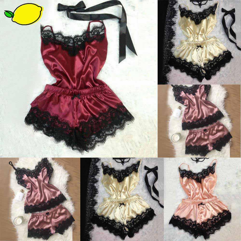 Silk Lingerie Women Lace Robe Dress Babydoll Nightdress Nightgown Sleepwear Us