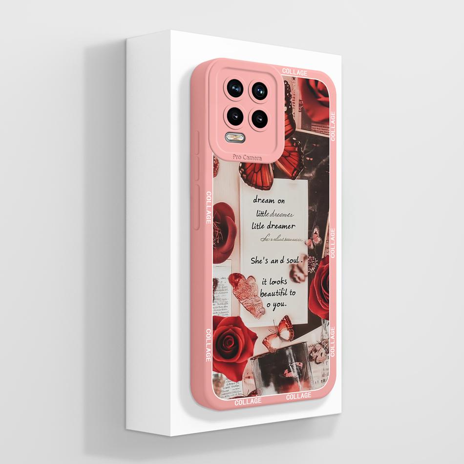 For Realme 8 Pro 8i 8S Phone Case Cute Flower Patterns Soft Liquid Silicone Full Coverage Cover For Realme 8Pro Anti Drop Shell
