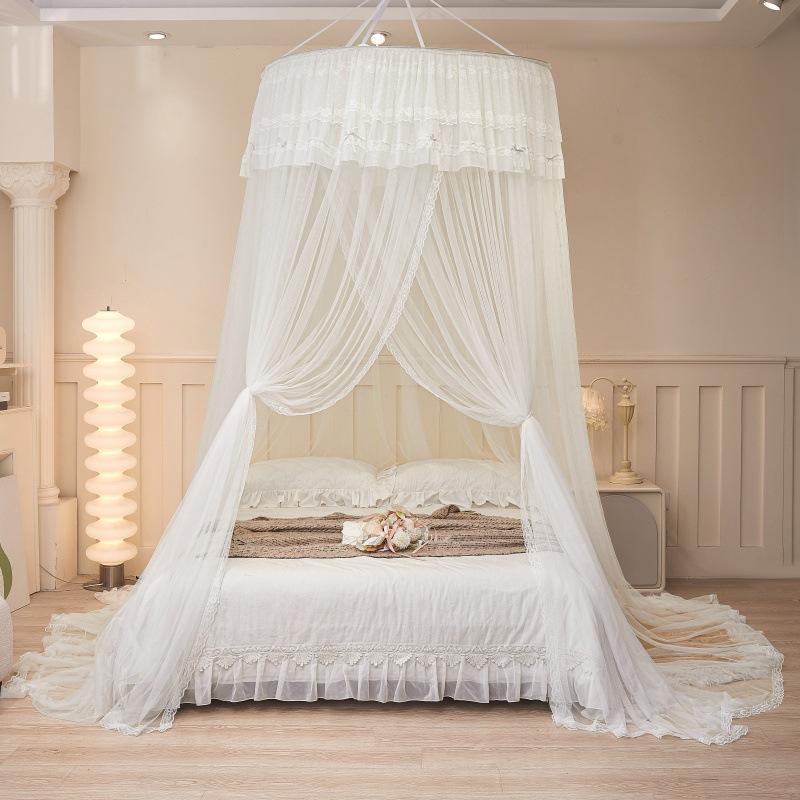 Summer Princess Style Dome Mosquito Net No-Assembly Floor-Standing Bed Canopy Thickened Encrypted Fiberglass Mesh Curtain