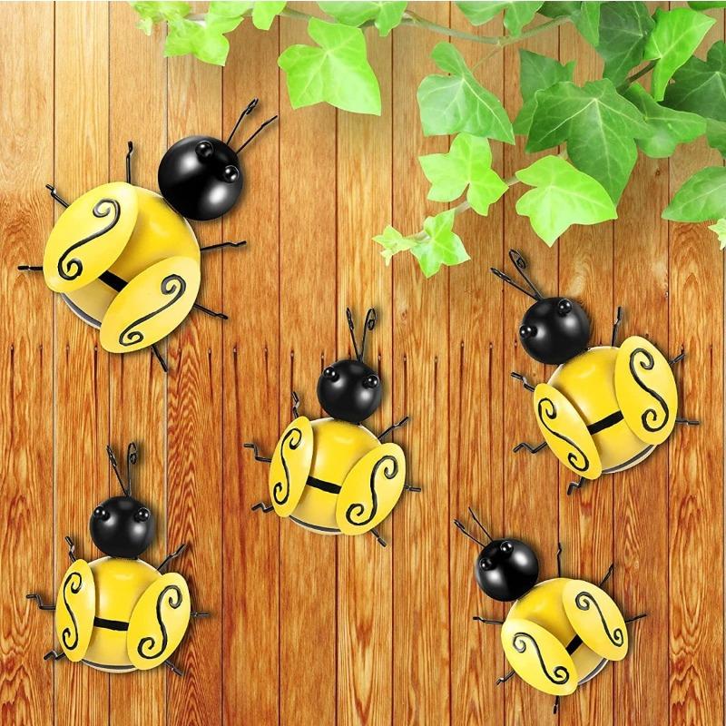 4pcs American Wrought Iron Metal Bee Decoration, Pastoral Bee Wall Decoration, Wall Hanging Wall Decoration
