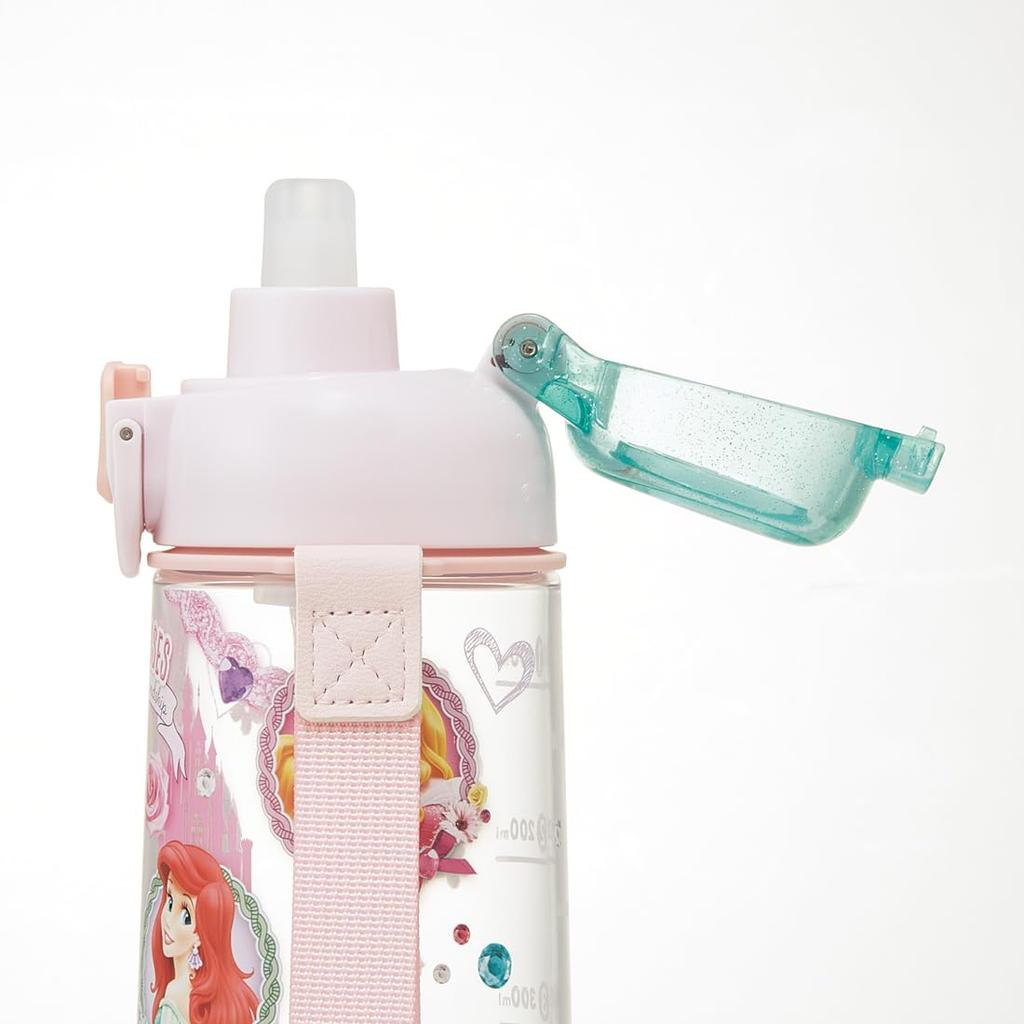 Skater Dětská láhev na vodu s brčkem, průhledná, 630 ml, s popruhem, Disney princezny s motivem PSHPO667446