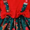 Children's Ribbed Long Sleeve Bow Christmas Dress for Girls