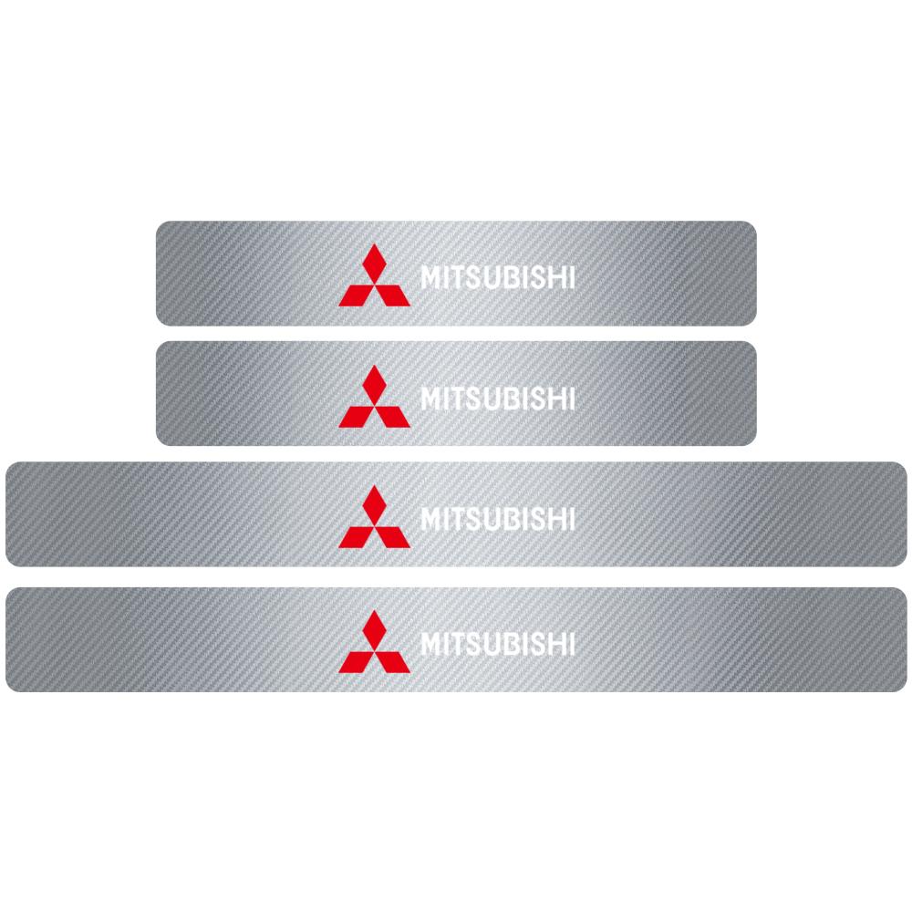 4PCS Car Door Sill Pedal Carbon Fiber Protective Sticker Anti-scratch And Waterproof For Mitsubishi Ralliart Lancer EX Outlander