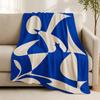 Super Soft Geometric Abstract Blue and White Throw Blanket for Sofa Couch Living Room Modern Luxury Home Decor Gift