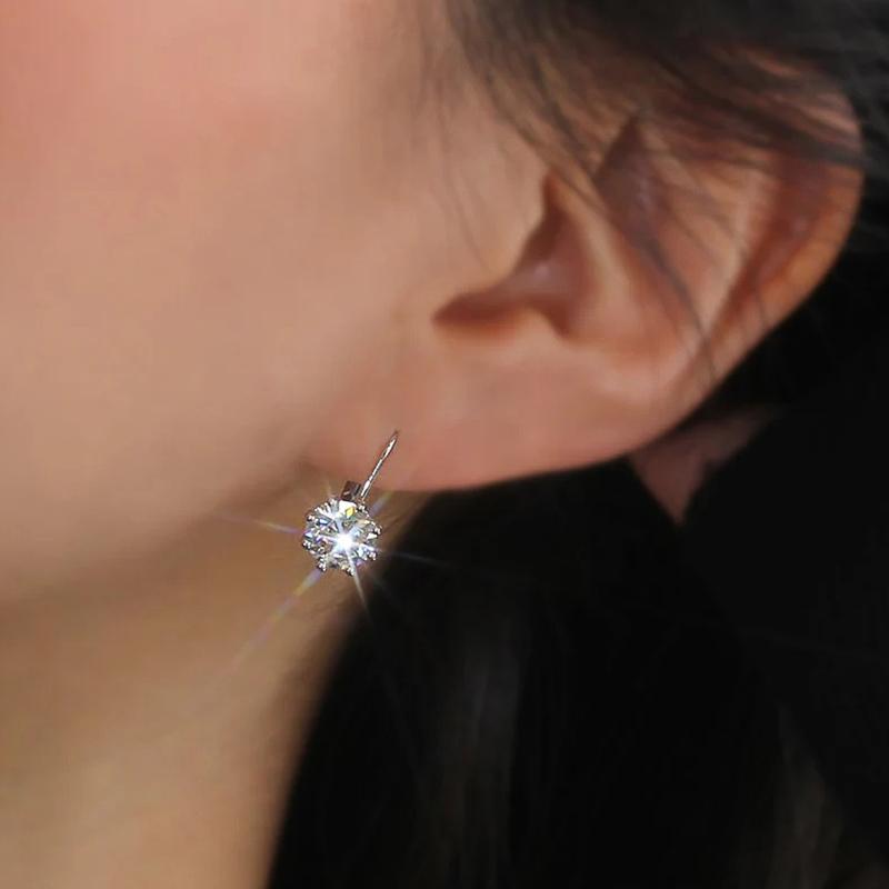 Huitan Luxury Solitaire Cubic Zirconia Drop Earrings for Women Simple and Elegant Female Accessories Fashion Versatile Jewelry