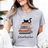 Cat Reading Design T-shirt,A Perfect Gift for Book Lovers and Cat Owners A Summer Book-themed T-shirt