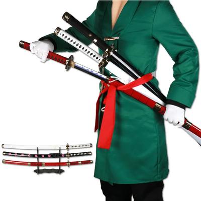 Σετ Τριών Σπαθιών Katana Roronoa Zoro Χειροποίητα Σπαθιά Shusui Enma Kitetsu Με Δωρεάν Βάση Επίδειξης και Ζώνη Cosplay