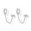 New Arrival Double Chains Long Tassel Drop Earrings For Women Korean Stainless Steel Zircon Hanging Earring Piercing Jewelry