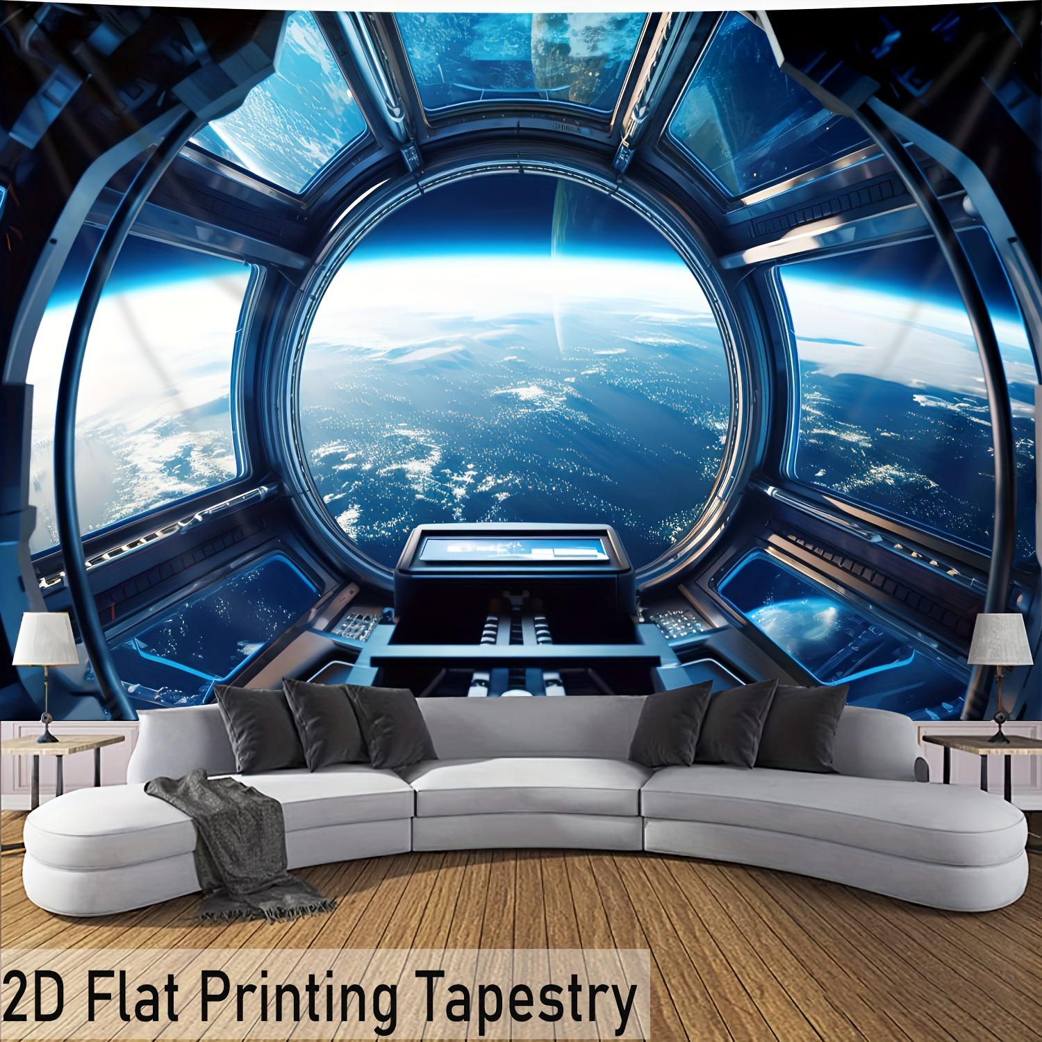 2D Flat Printing Galaxy Planet Tapestry, Large Space Universe Wall Art, Print Polyester Decor for Living Room Bedroom, HD Cosmic 100X70CM