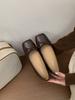 Französische flache Kaffeeschuhe Einzelschuhe Feenschuhe Frühling und Herbst 2025 neu Sommer eckige Zehen Ballerina sanfte Abendschuhe