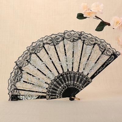 Leques Dobráveis Chineses Leque de Mão de Renda Leque Dobrável de Renda com Borla Casamento Cosplay Festa Leque Decorativo para Casa Adereços para Fotos