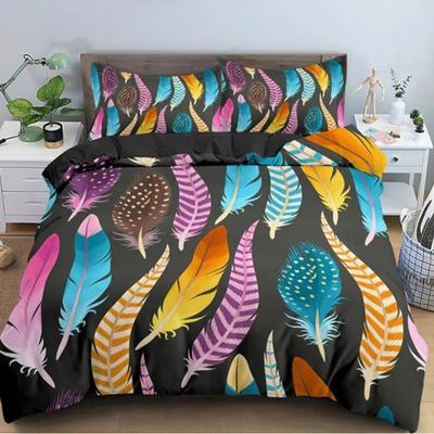 Colorful Feather Duvet Cover Set Bedding Set 3-piece Duvet Cover Set