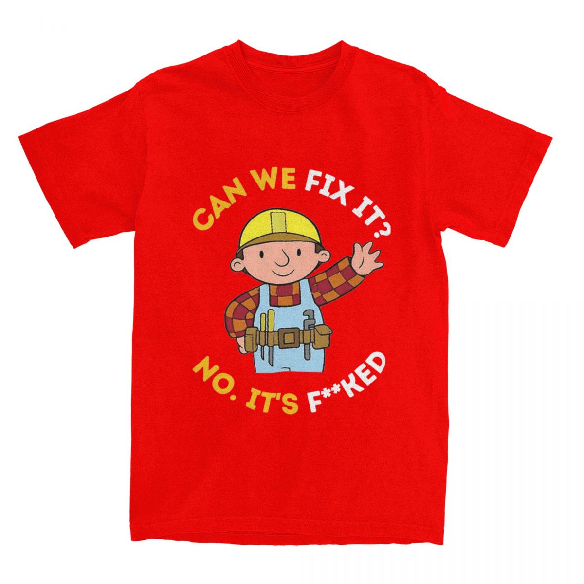 The best product for you Kunnen We Het Maken Grappig Klusjesman T-shirt Strand Bob de Bouwer Y2K T-shirts Puur Katoenen T-shirt Voor Heren Korte Mouwen T-shirts XXL rood